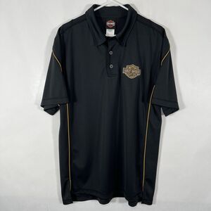 Harley Davidson Polo Shirt Mens Size Large Black Black Widow Port Charlotte FL